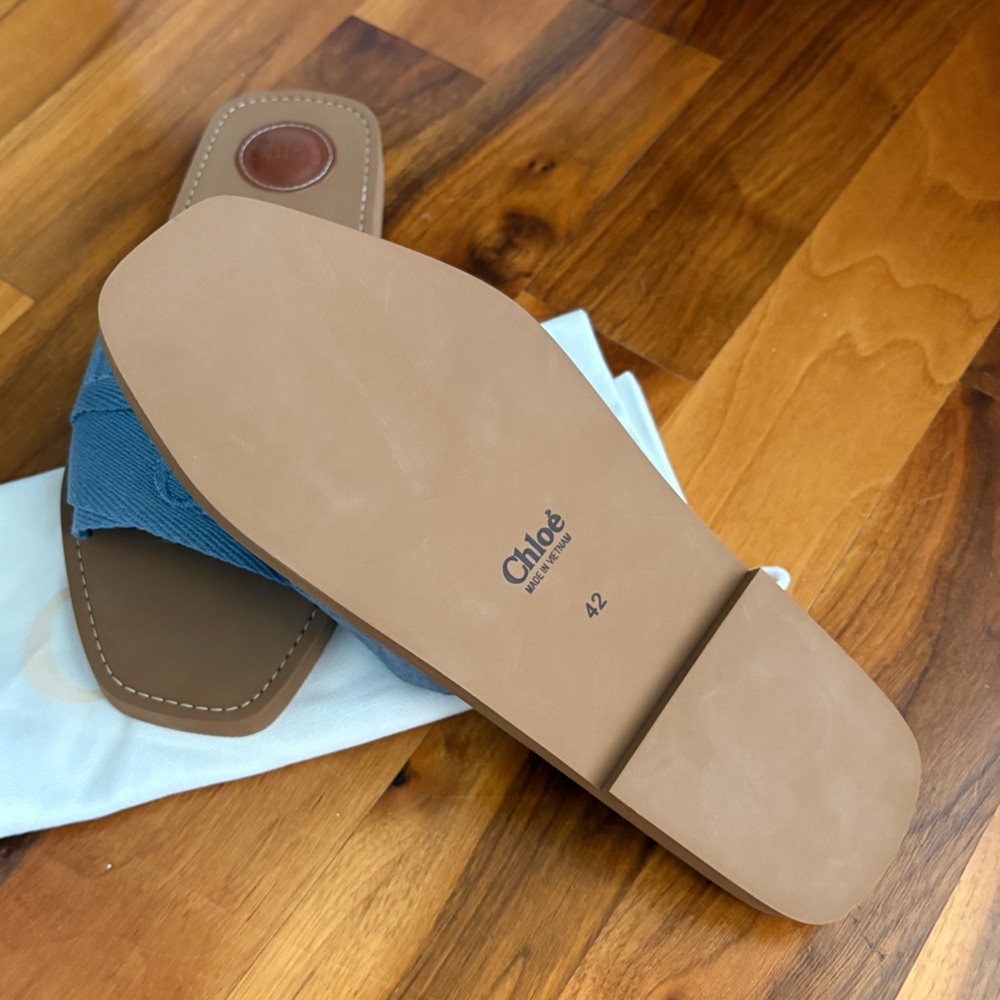 Chloe woody logo strap slides sandals size 42, NEW - Picture 8 of 17